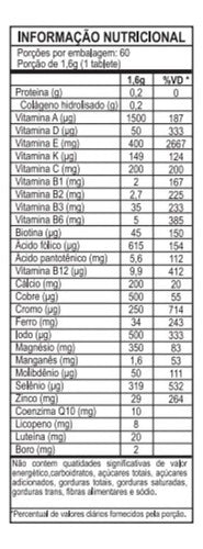 Abc Intensive Natural Weather | Multivitamínico Com Q10, Luteína, Licopeno E Colágeno | 60 Comprimidos Sem Sabor