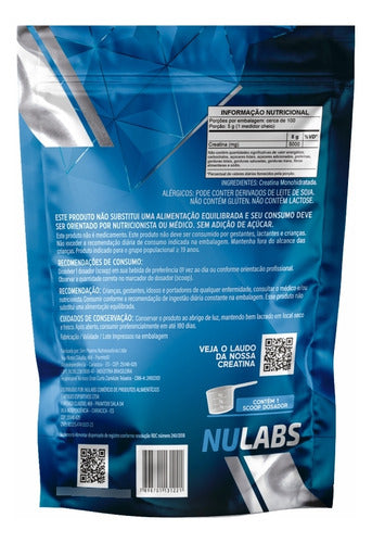 Creatina 100% Monohidratada Nulabs Nutrition Importada 500g Sem Sabor