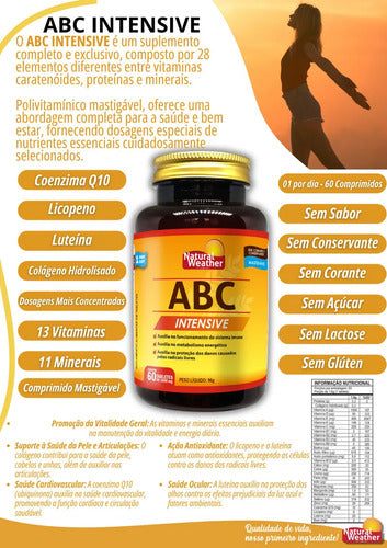 Abc Intensive Natural Weather | Multivitamínico Com Q10, Luteína, Licopeno E Colágeno | 60 Comprimidos Sem Sabor
