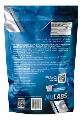 Creatina 100% Monohidratada Nulabs Nutrition Importada 1kg Sem Sabor